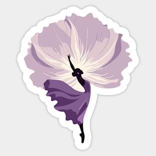 Ballet dancer in a purple dress dancing, floral background, Vector illustration, tiptoe ballet performer Sticker